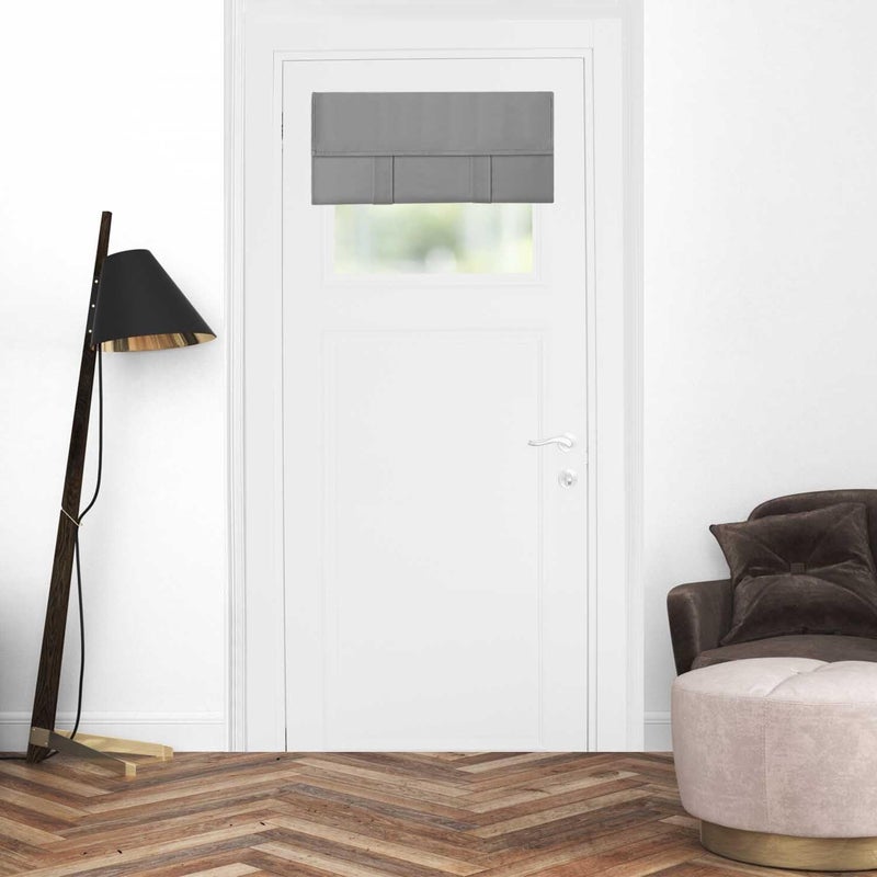 YSYY 100% Blackout French Door Curtains, Wrinkle Free, Room Darkening, Blocks Light and Heat Through Glass. Drill-Free, Easy Installed Door Window Curtains. (Light Grey,1 Panel, 24""x 18"") - Image 1